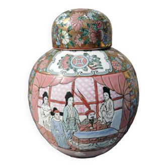 Pot avec couvercle en porcelaine doré Qing