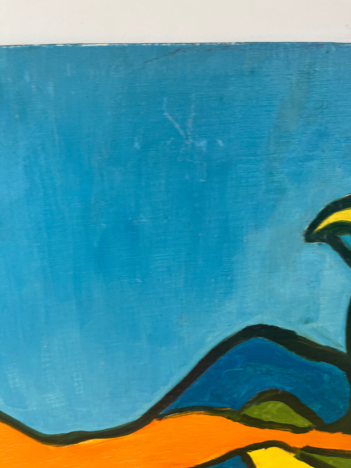 Abstract woman lying down, oil on cardboard signed.