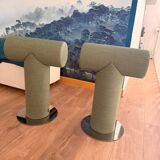 Pair of green Mister T Materia stools – like new