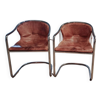 1970s Gastone Rinaldi style chrome chairs