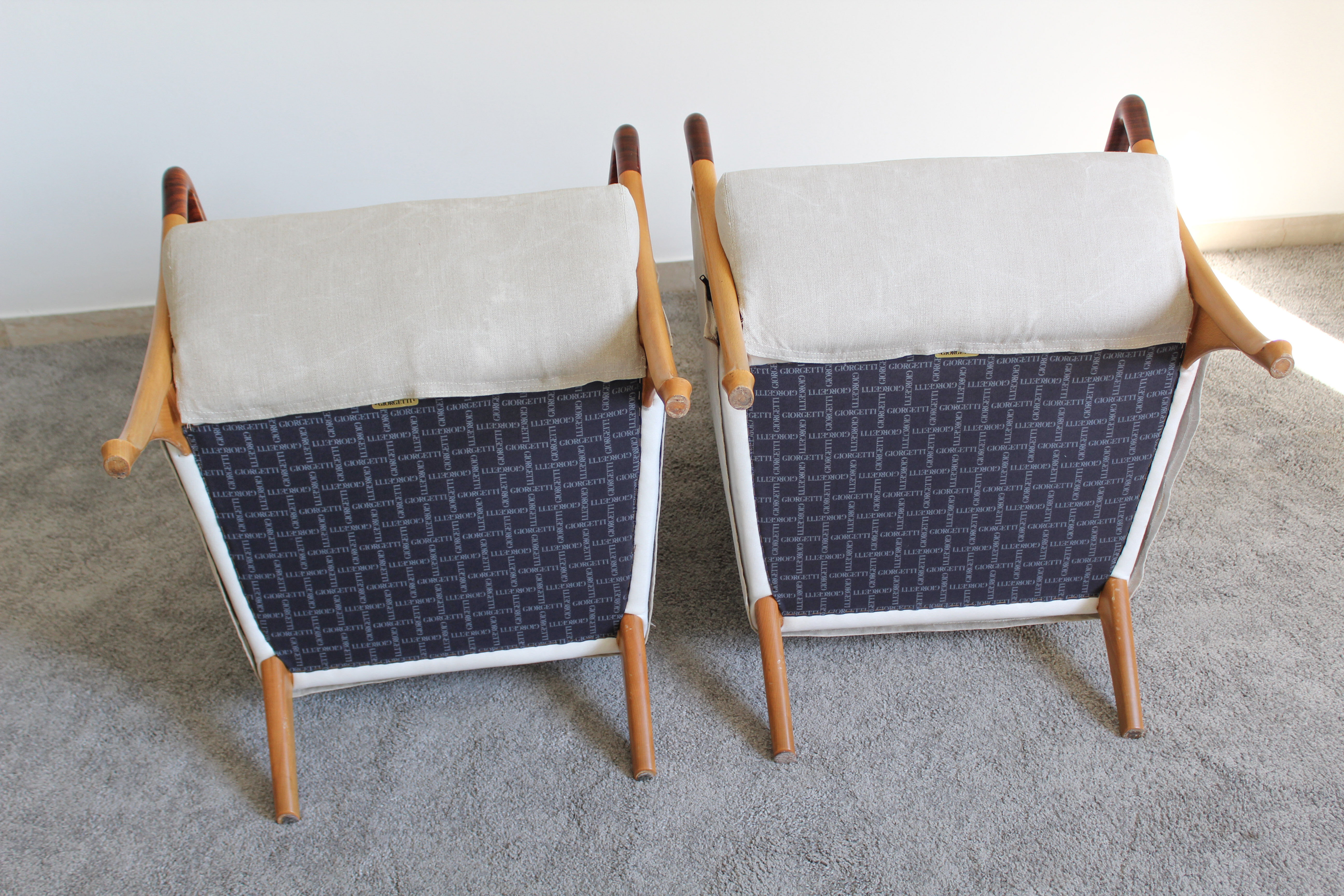 Pair of Armchairs "Progetti" Umberto Asnago for Giorgetti, signed, italy 1980s