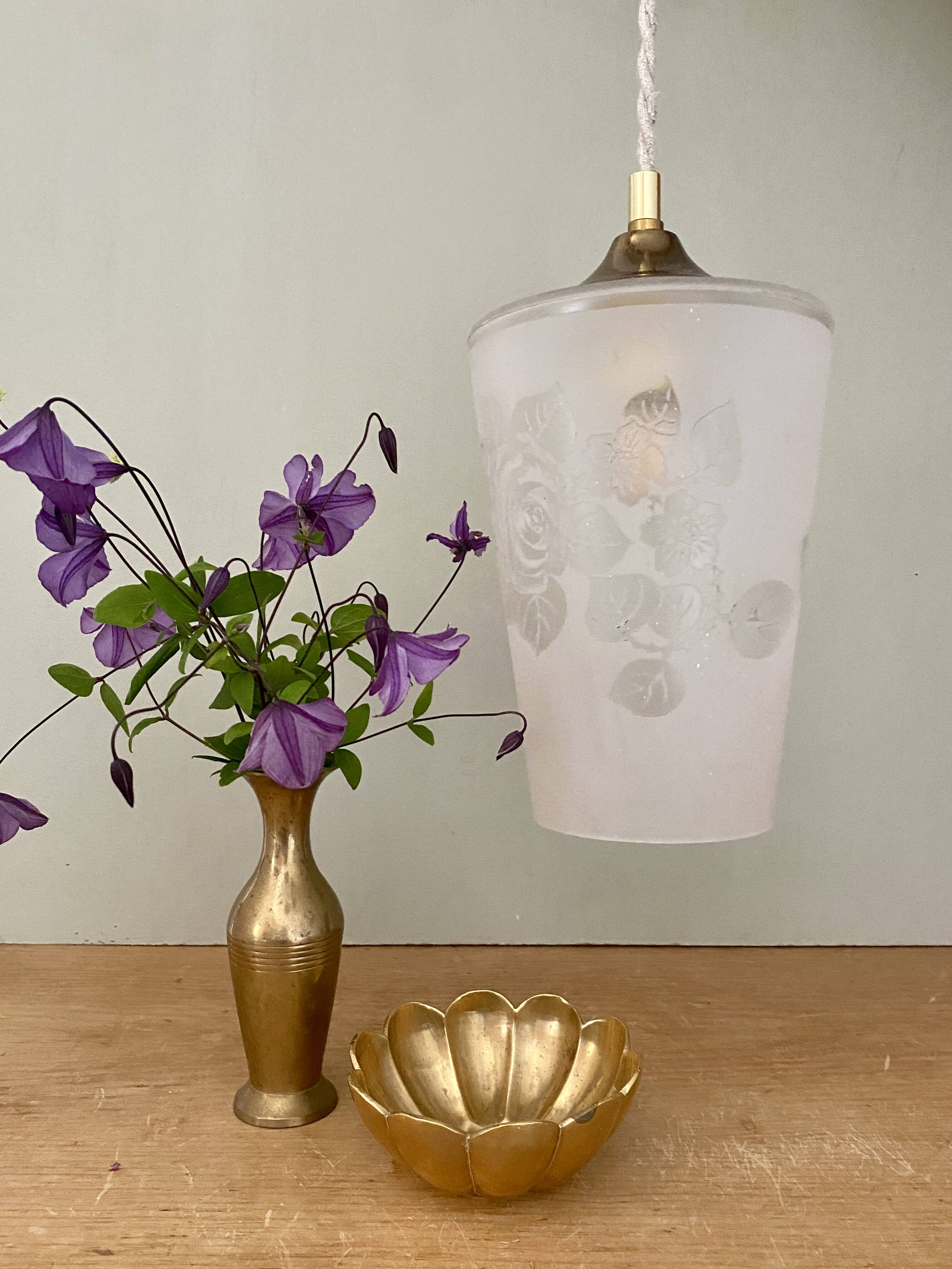 Vintage frosted glass globe pendant light