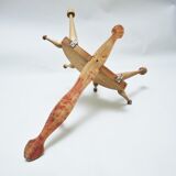 Turned wood wall coat rack