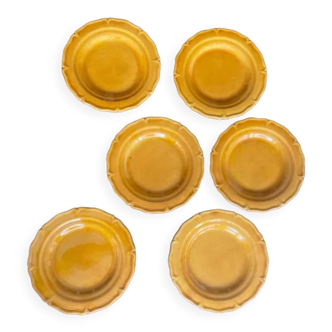 Lot de 6 assiettes à dessert de couleur miel en terre vernissée Poterie Ravel