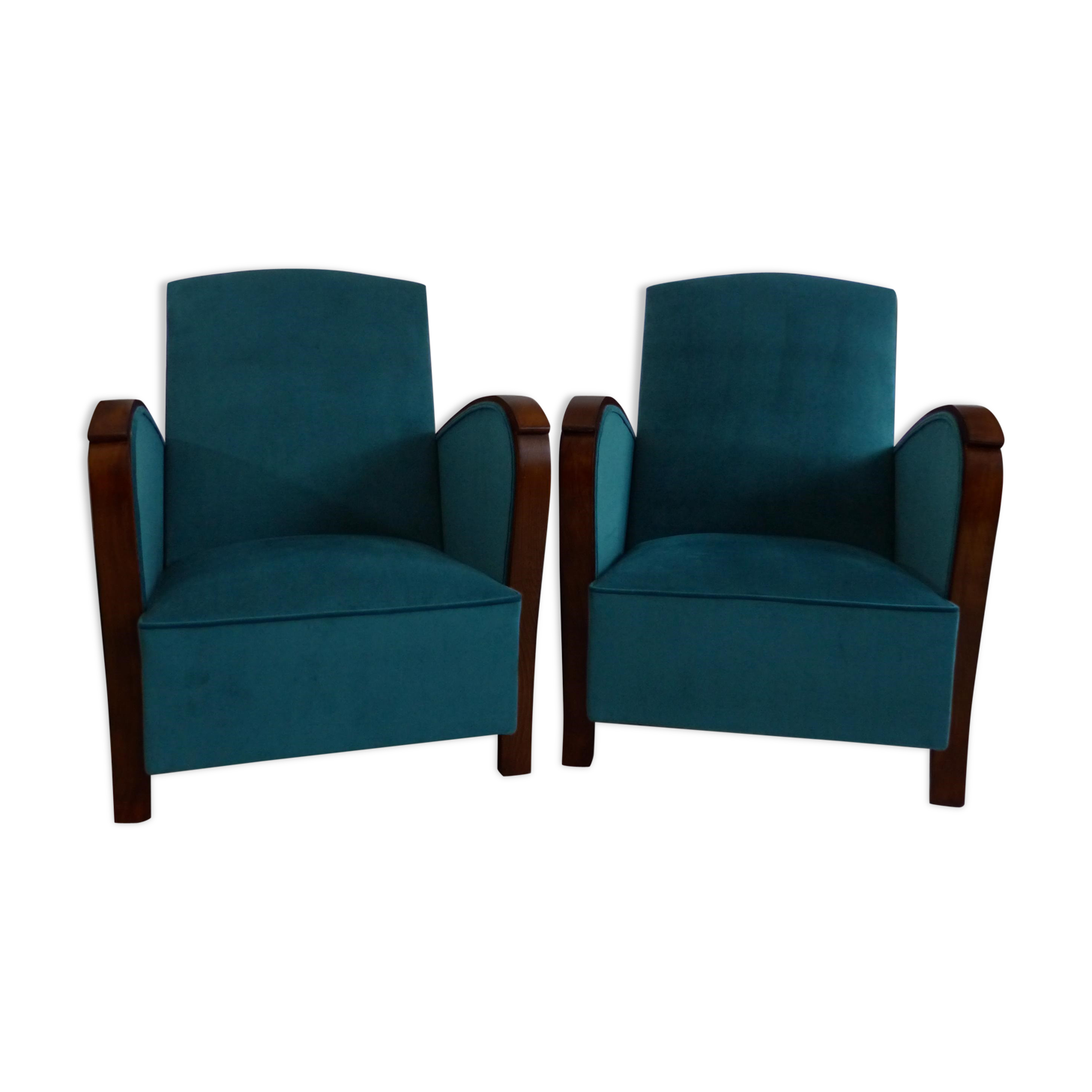Paire de fauteuils club art déco 1920 velours