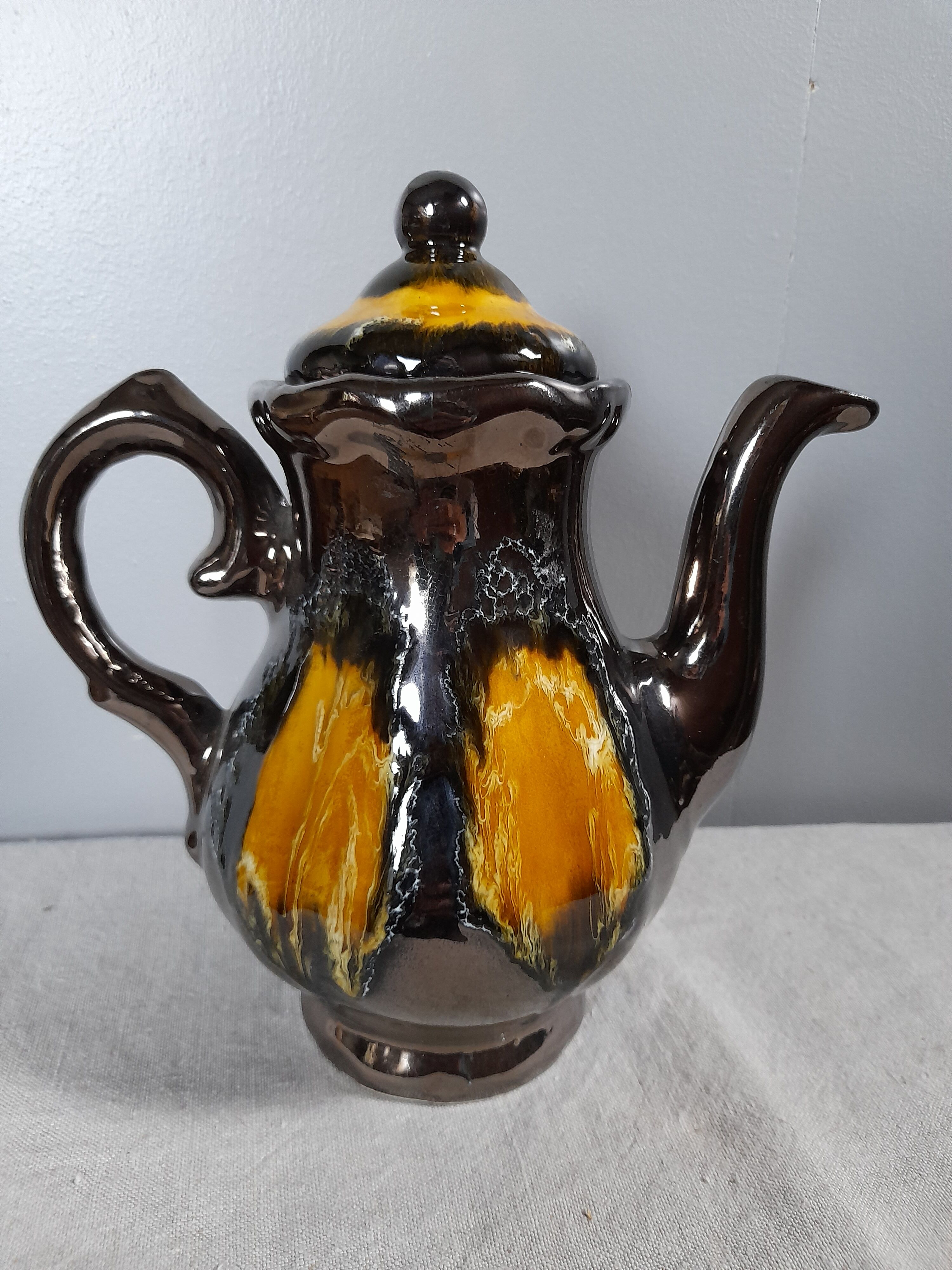 Service À Café Retro Vintage Deux Tons Jaune Et Noir Signé Luc Vallauris | eBay