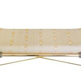 Bench in gilded brass and Empire-style fabric