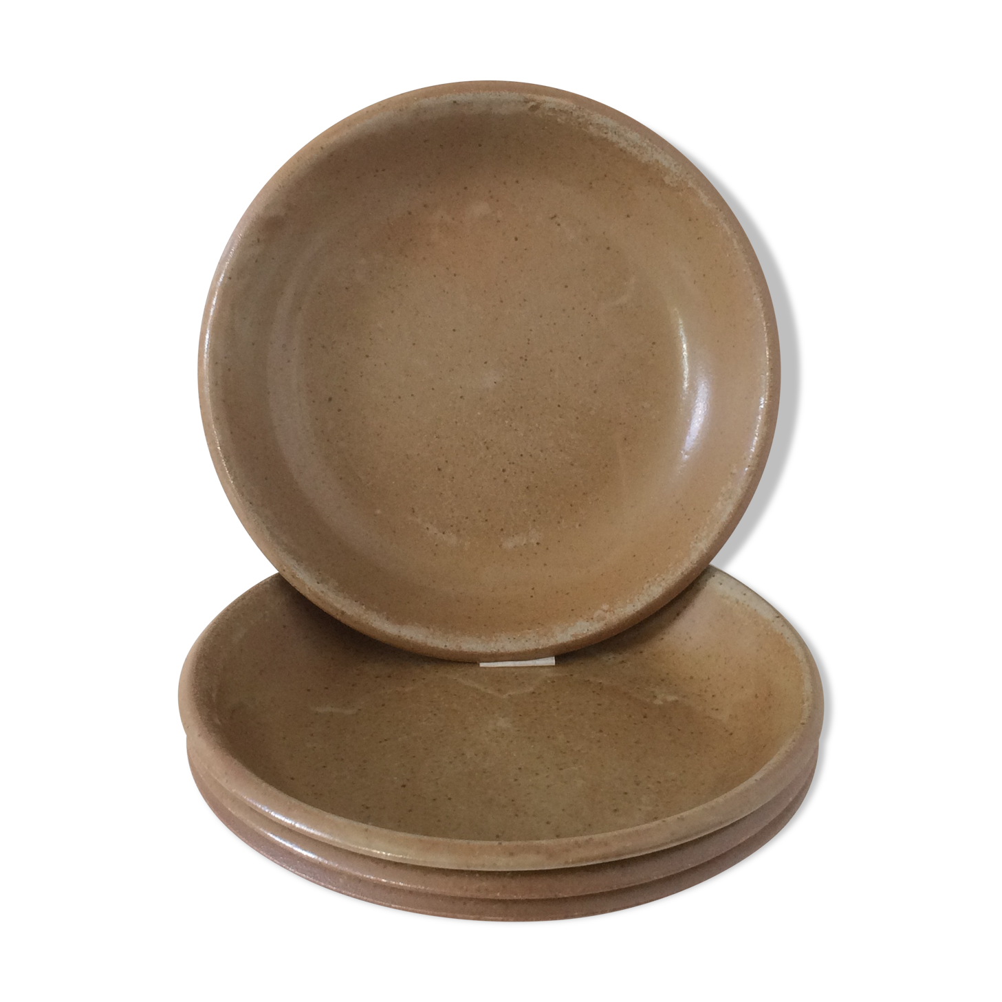 Lot of 4 plates cap sandstone from Brenne France vintage 70s