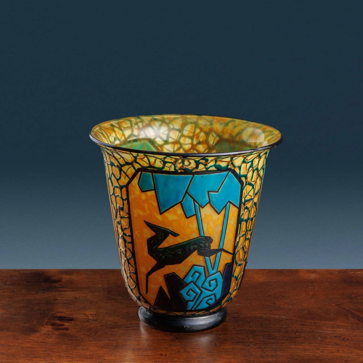 "Archer and stag" vase in glass by Marcel Goupy, Paris 1925-28