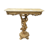 Console en bois sculpté et en marbre - XXe