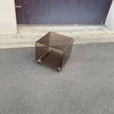 Cube chevet bout de canapé table Roche Bobois plexiglas fumé Michel Dumas