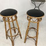 Pair of rattan bar stools
