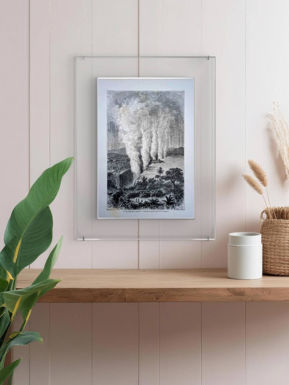 Victoria Falls, Africa. Printed illustration from 1866.