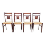Set of 4 oak and rope chairs