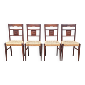 Lot de 4 chaises en chêne et corde