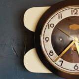 Vintage formica clock rectangular silent wall pendulum "Carrez black white"