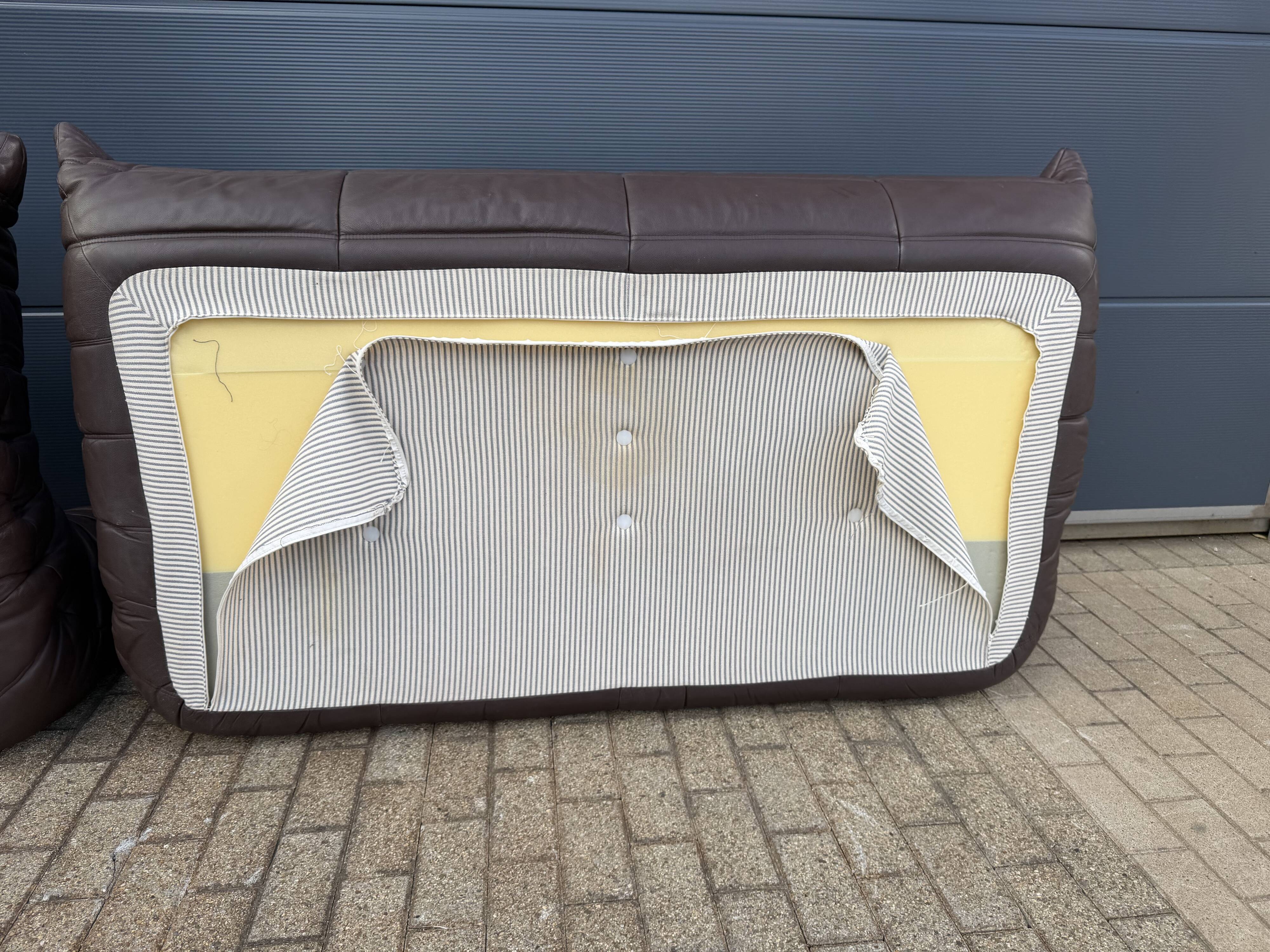 100% authentic Ligne Roset Togo 3-seater in chocolate brown original leather.