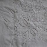 Linen old flat sheet with back embroidered Monogram "RM".