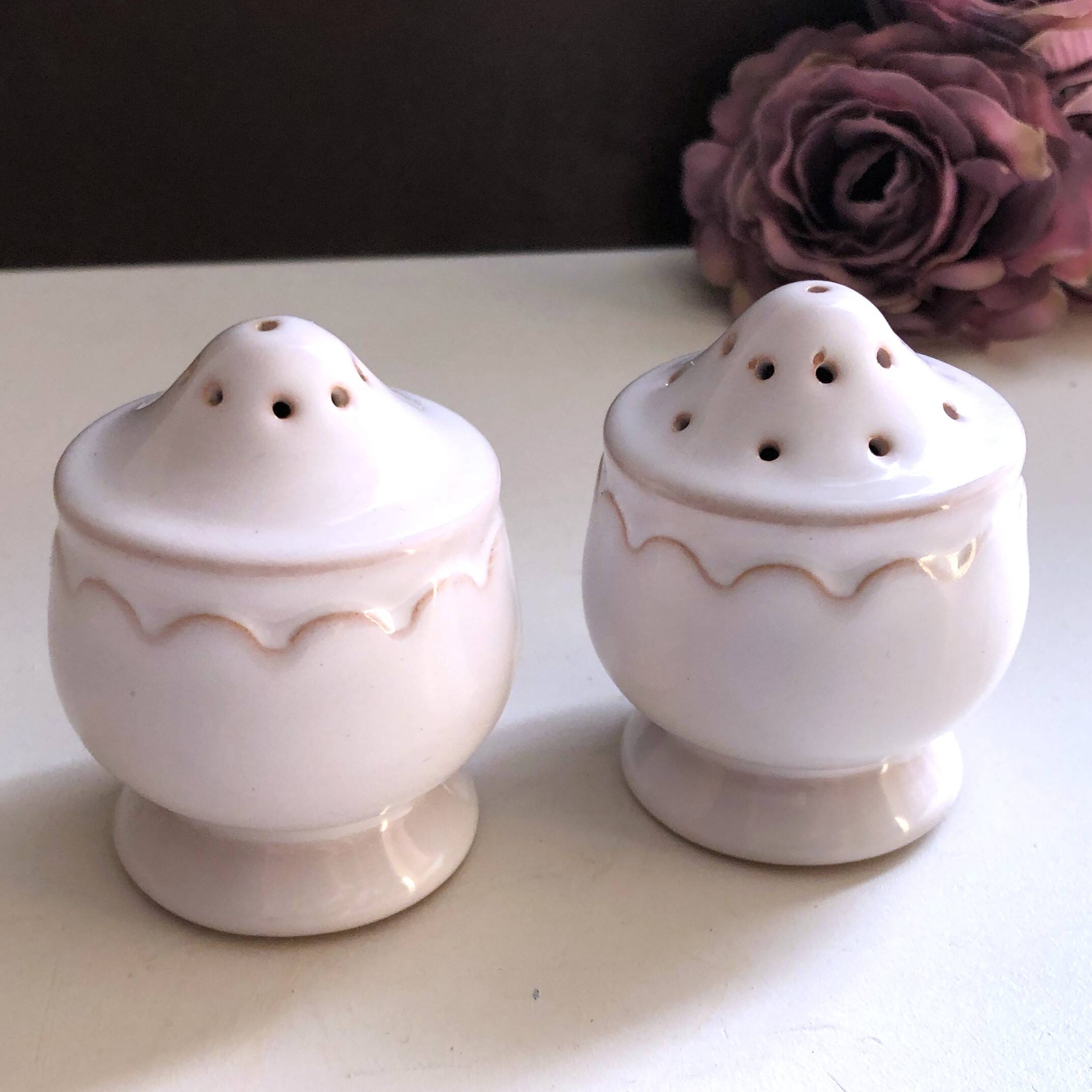 Vintage porcelain salt and pepper shaker duo