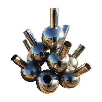 Multi-flower chrome metal vase