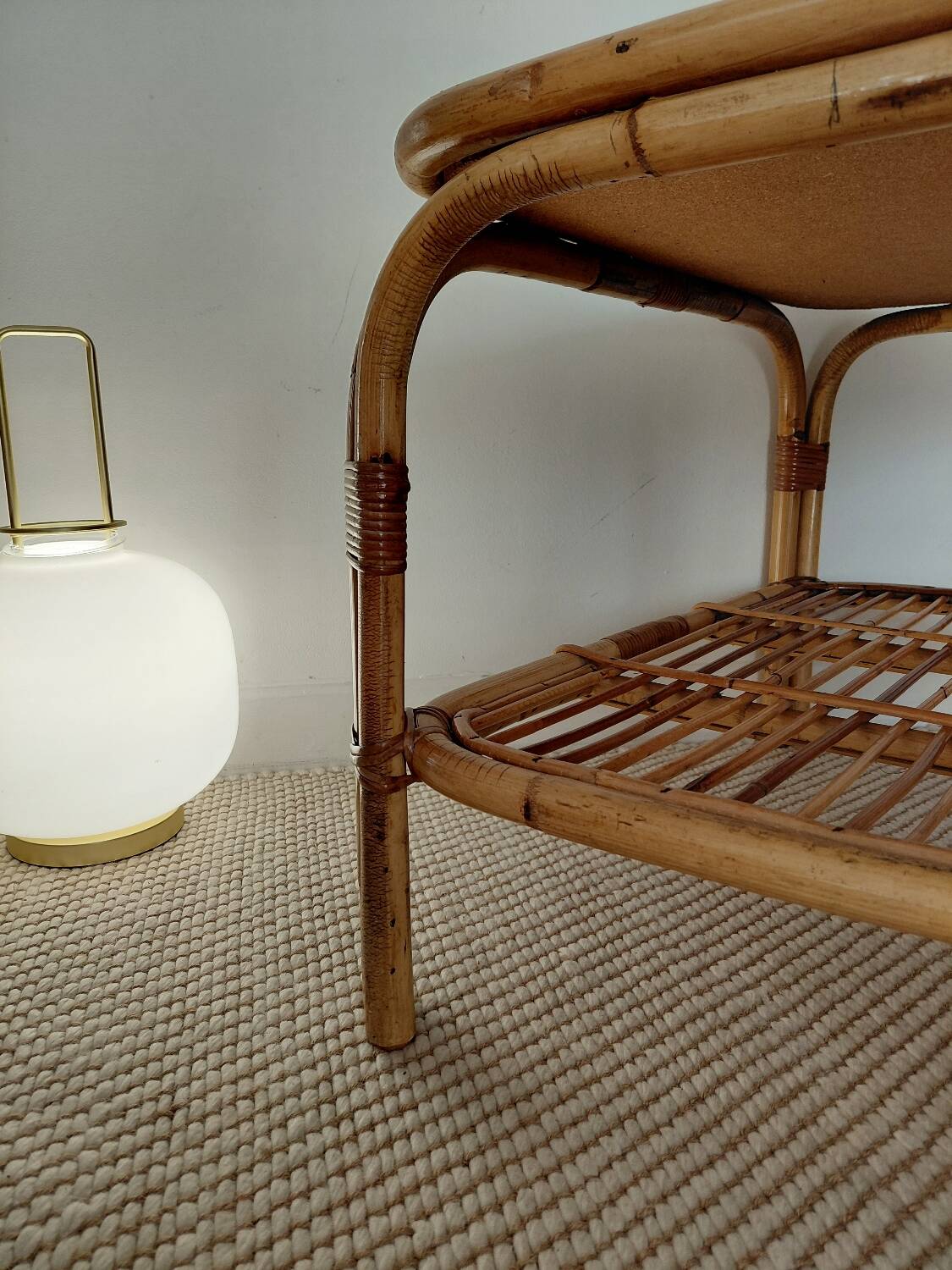 Vintage rattan coffee table from the 70s - organic lines, Riviera spirit.