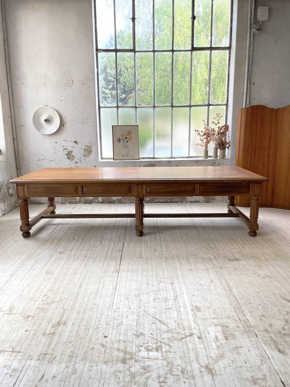 Solid walnut farmhouse castle table 1900 XXL
