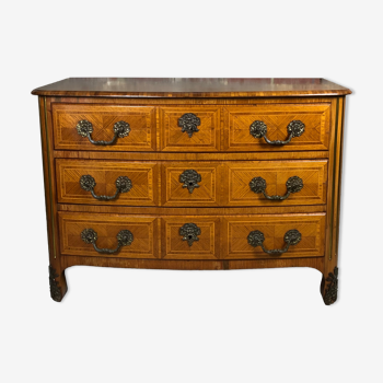 Regency style chest of drawers in marquetry veneer 1940