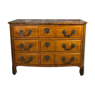 Regency style chest of drawers in marquetry veneer 1940