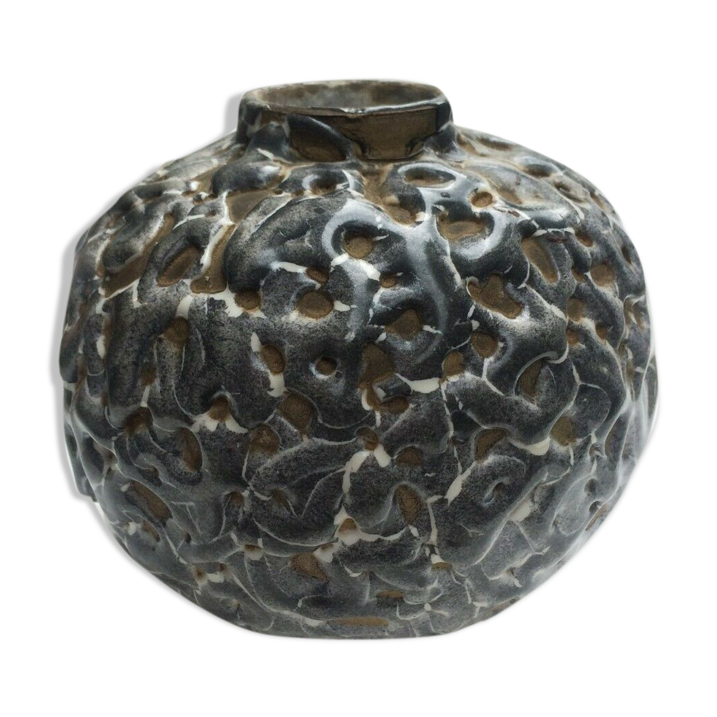 Vase ceramic ball enamelled with La Charentaise drippings