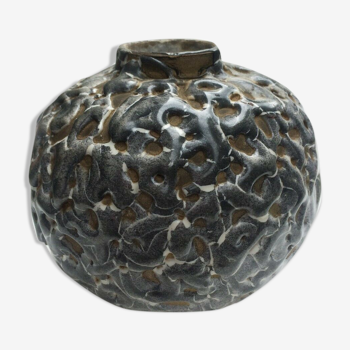 Vase boule en céramique émaillée de coulures  La Charentaise