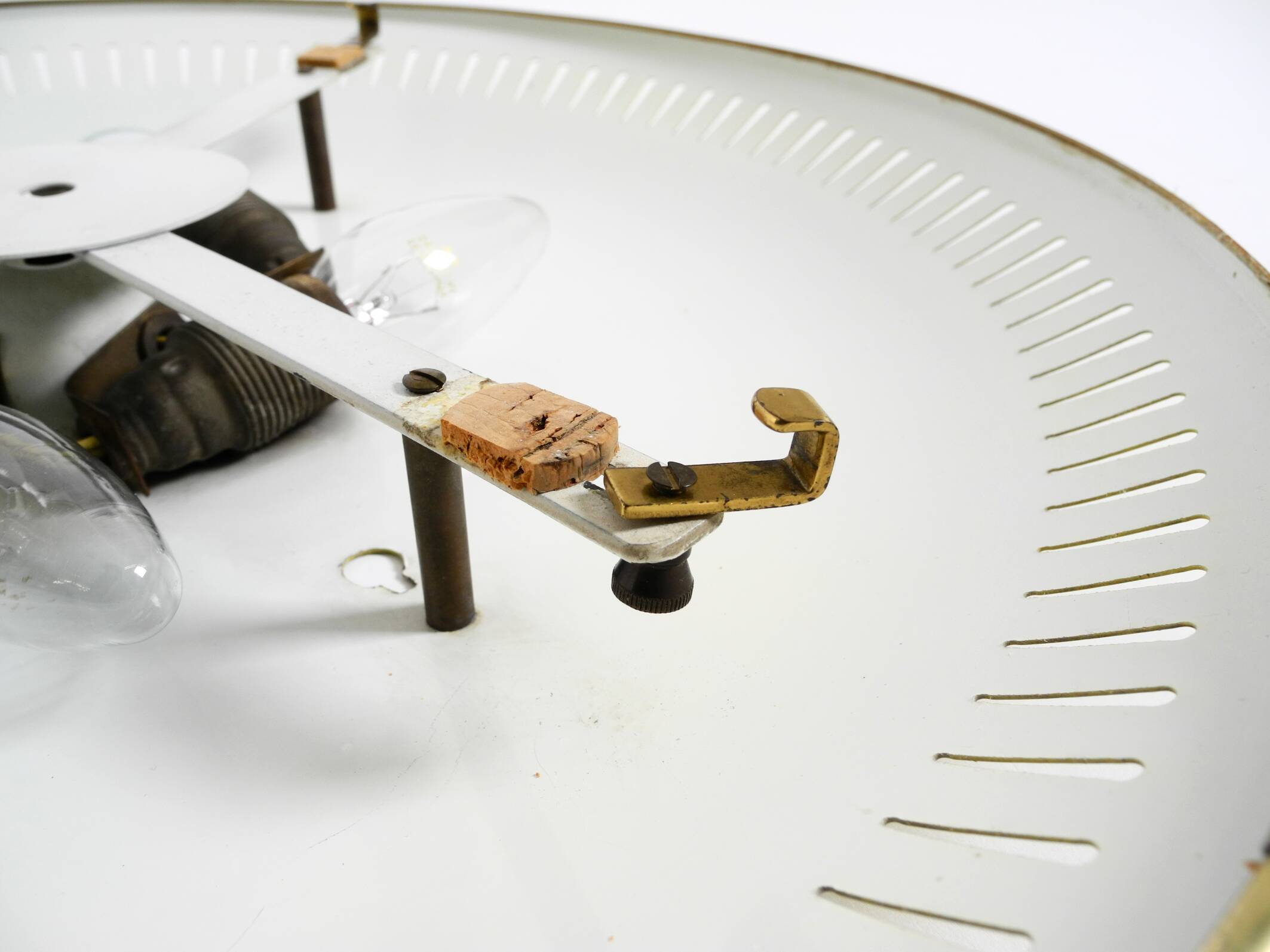 Rare round illuminated mid-century Hillebrand metal mirror from 1966