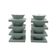 Set of 9 ceramic light blue ceramic bowls, I + I Italy, 1970s