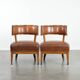 Set of 2 vintage design cocktail chairs/armchairs made of sheepskin leather