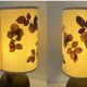 Vintage brutalist stoneware ceramic lamp base with dried flower shade