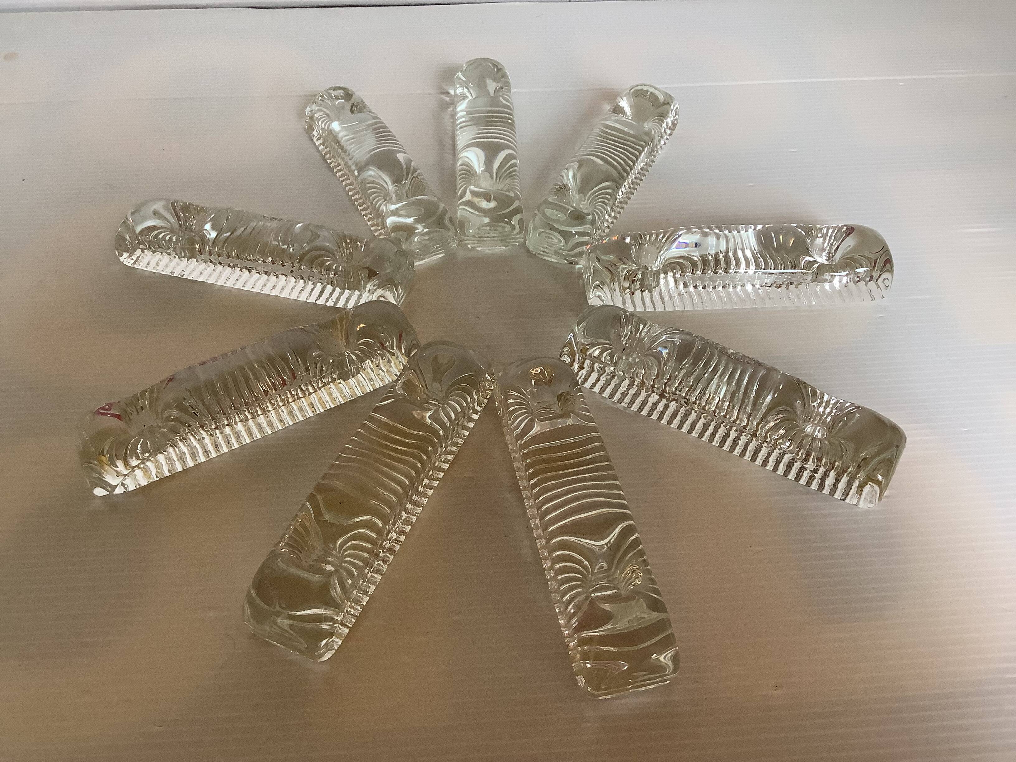 Nine Scandinavian double glass candle holders