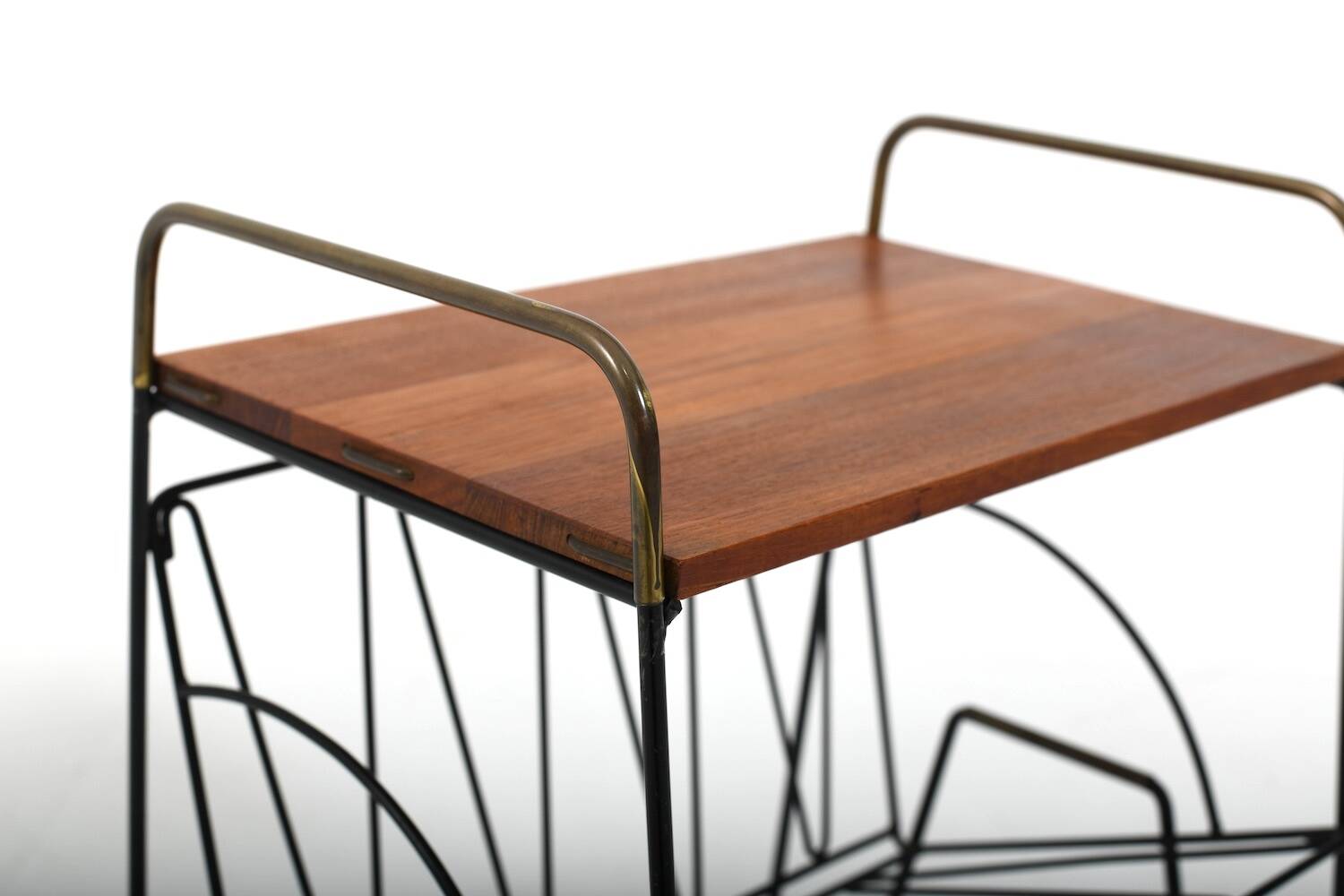 Mid Century Danish Side Table with Magazine Rack
