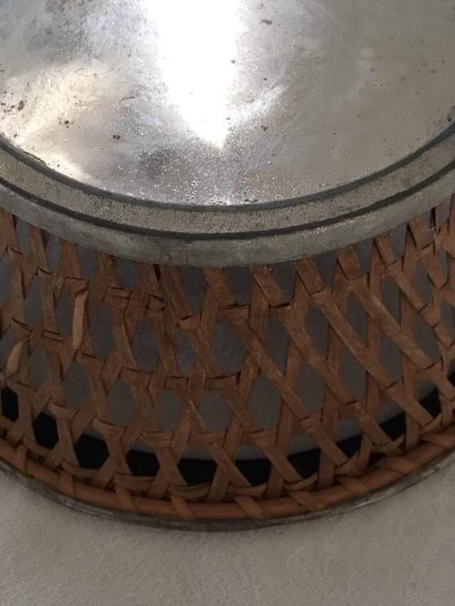 Vintage metal and wicker basket