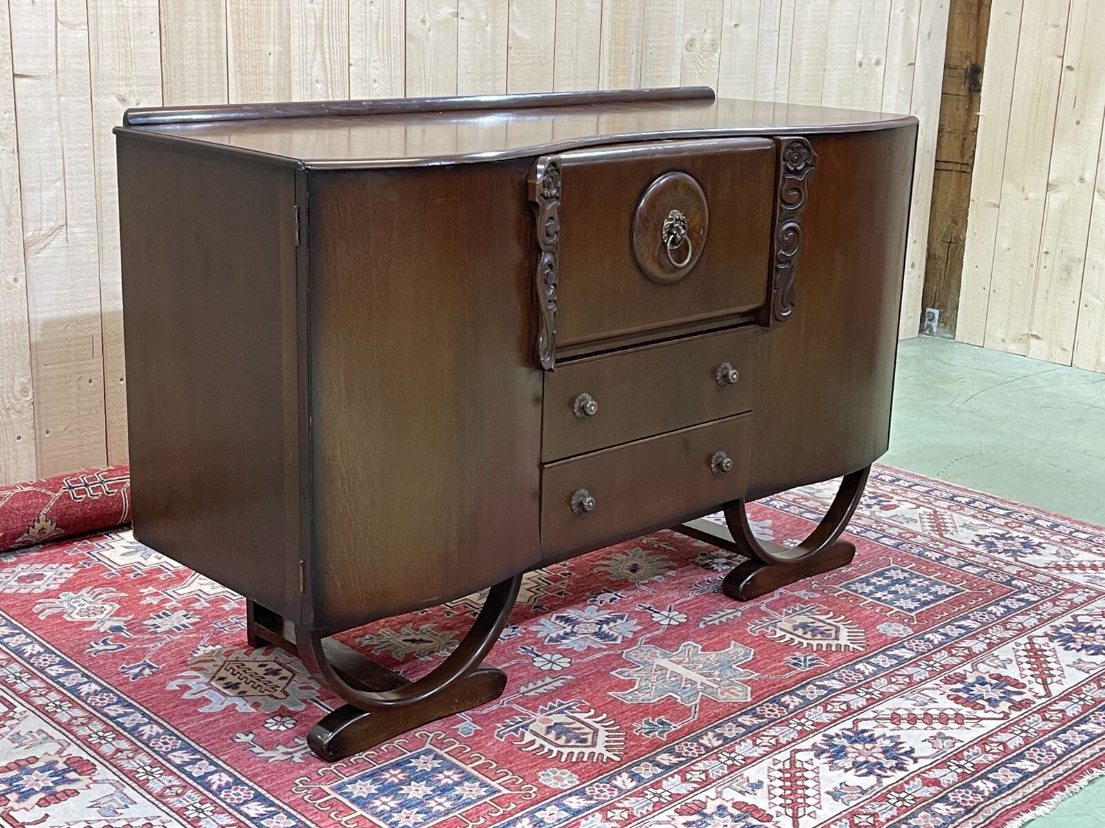 English art deco oak bar