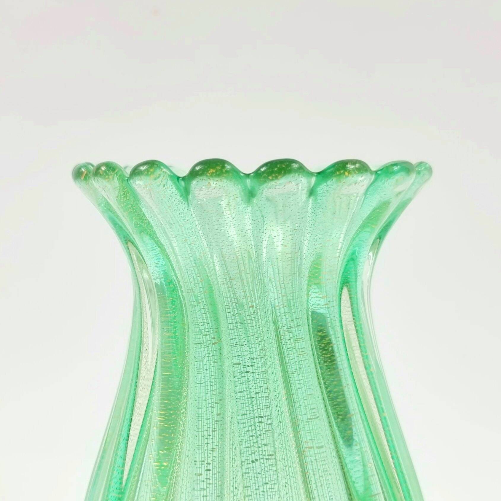 Mid-Century Murano Glass Vase with Gold Inclusions - A.Seguso, Italy, 1950s
