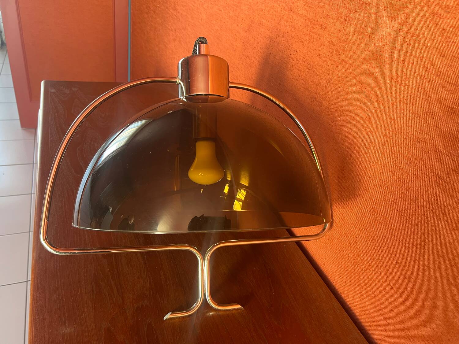 Vintage design suspension Space Age – smoked plexiglass & chrome – year