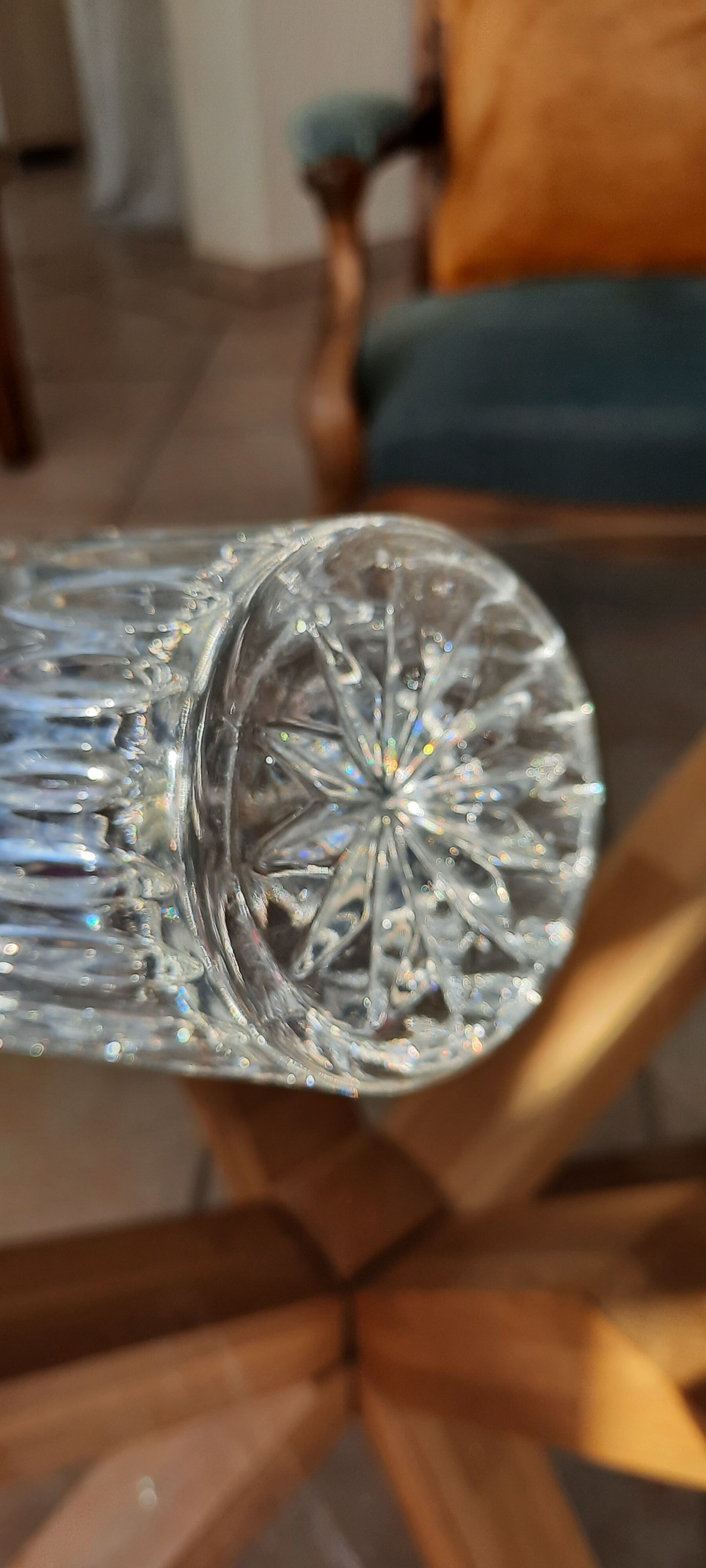 Vintage hand-cut Bohemian crystal vase