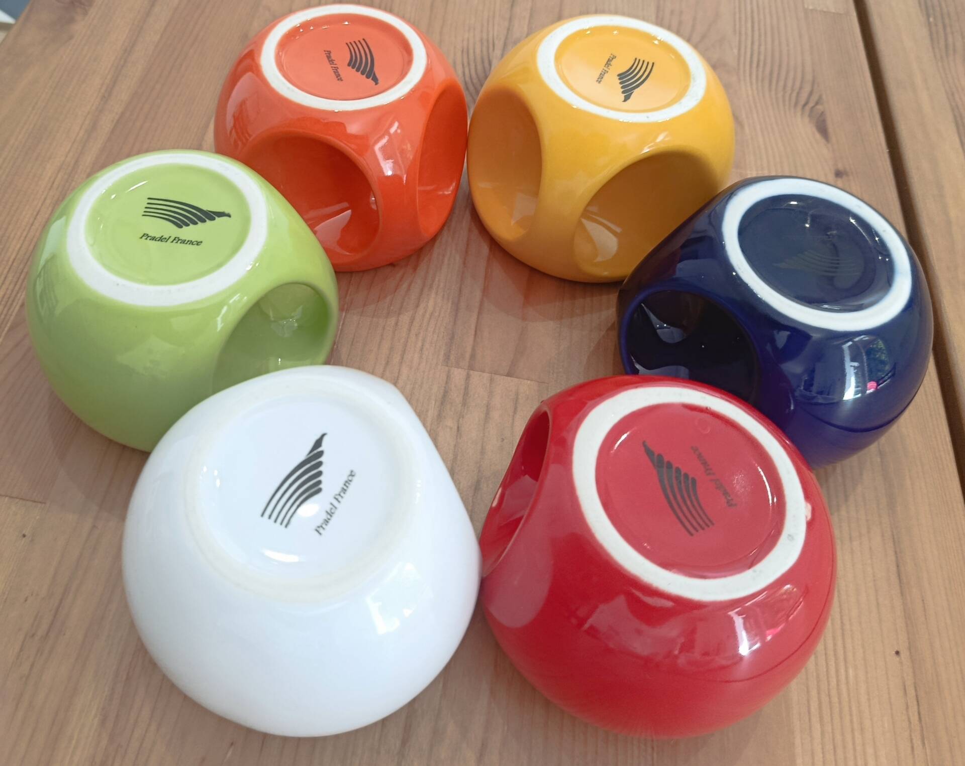 Set of 6 large mugs Pradel France – retro pop / Space Age design – mu