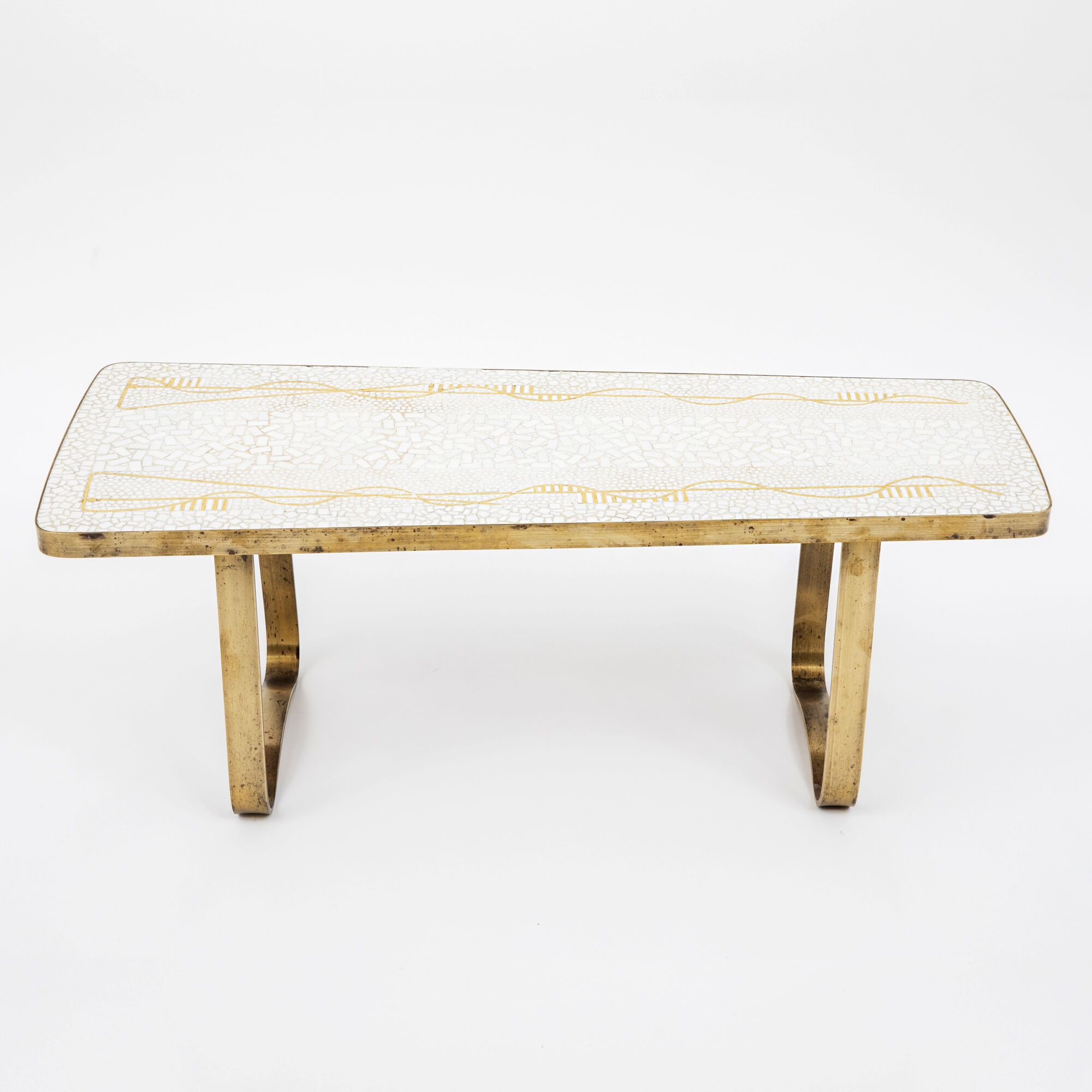Mosaic & brass coffee table by Berthold Muller