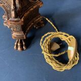 Antique lamp in gilded carved wood, tripod, Napoleon III, 19th century
