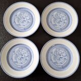 4 assiettes plates "Les Pivoines" en porcelaine de Limoges pour la maison Hermès, Paris