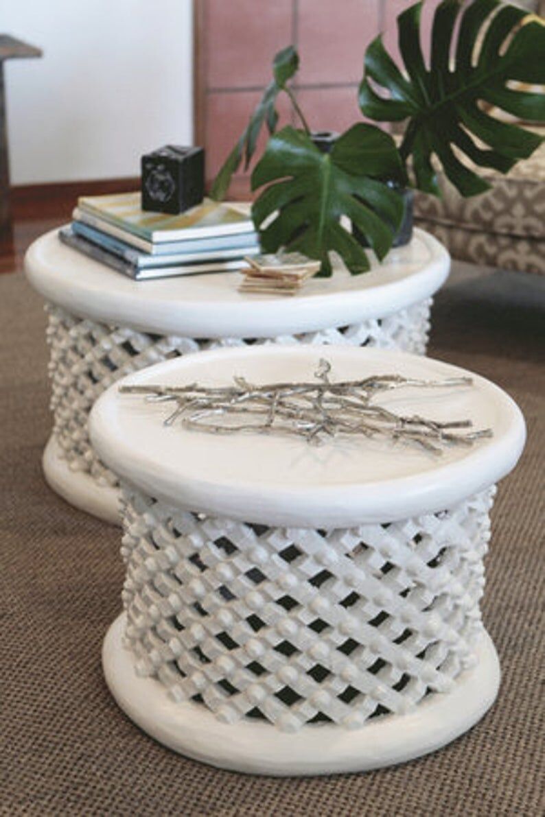 White wooden bamiléké stool