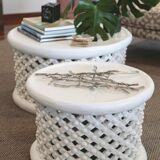 White wooden bamiléké stool