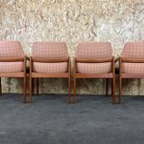 Teak dining chairs model 23 by Henning Kjaernulf for Korup Stolefabric