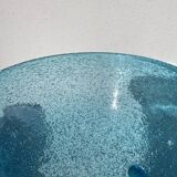 Vase conique en verre bullé bleu turquoise