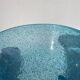 Conical vase in turquoise blue bubbled glass